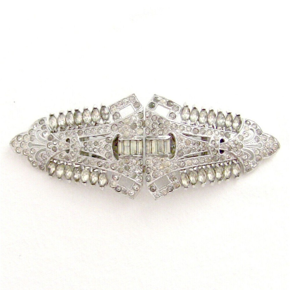 Vintage Coro Duette Brooch Pin Fur Clasp Art Deco
